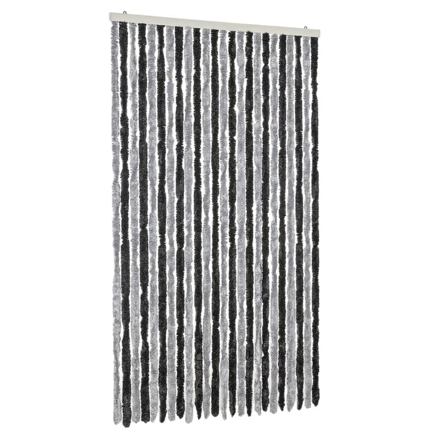 Rideau anti-mouches gris et noir 100x200 cm chenille - 2