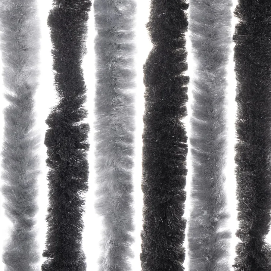 Rideau anti-mouches gris et noir 100x200 cm chenille - 6