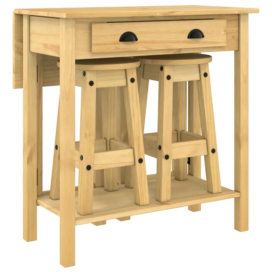 Ensemble de bar 3 pcs bois de pin massif - 2
