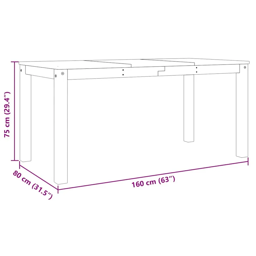 Table à manger PANAMA blanc 160x80x75 cm bois massif de pin - 8