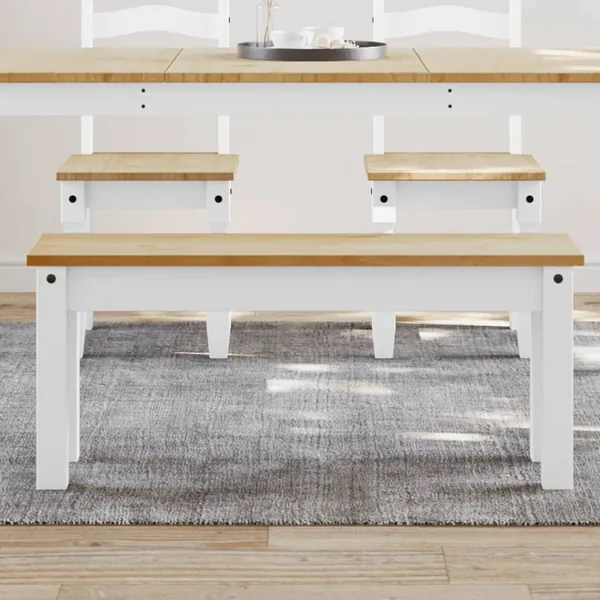 Banc à manger PANAMA blanc 105x30x45 cm bois massif de pin