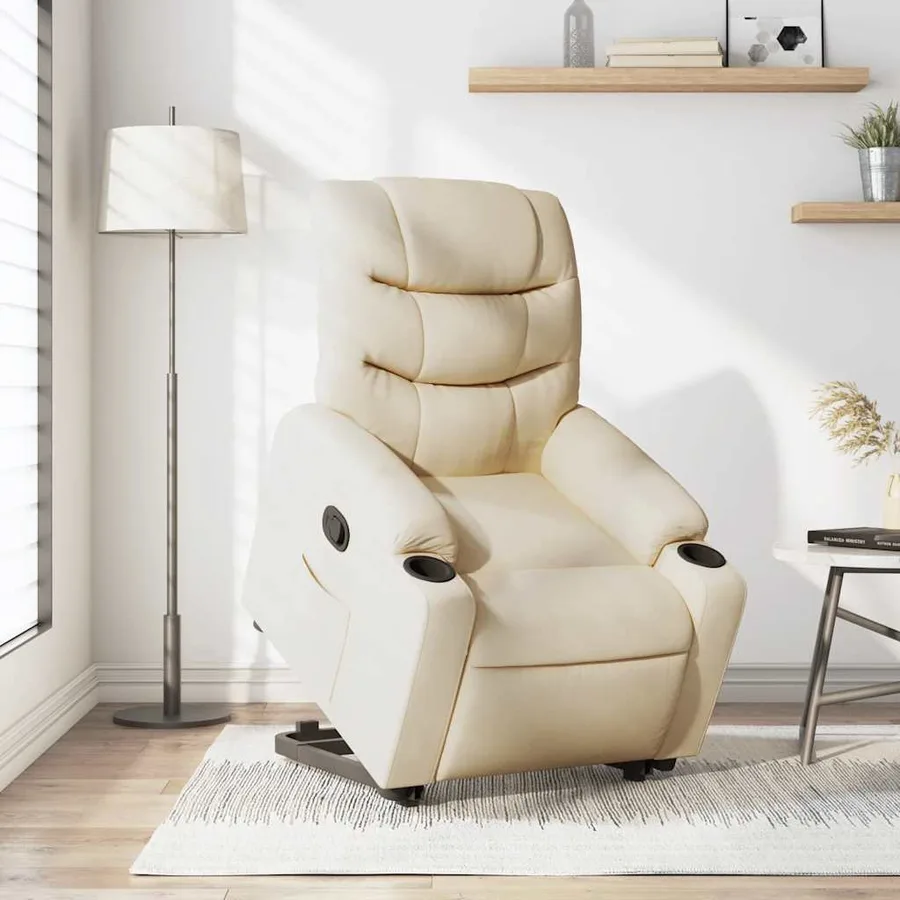 Fauteuil inclinable Crème Tissu - 15