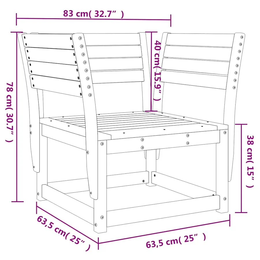 Chaise de jardin blanc bois massif de pin - 8