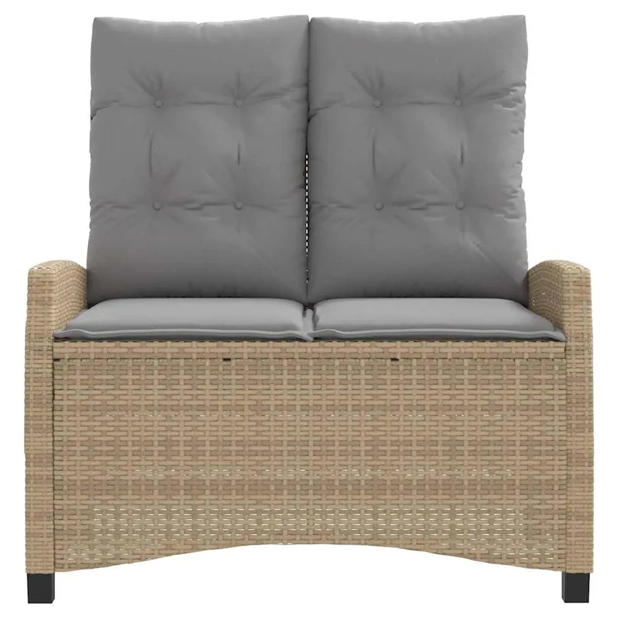 Banc inclinable de jardin avec coussins beige résine tressée - 3