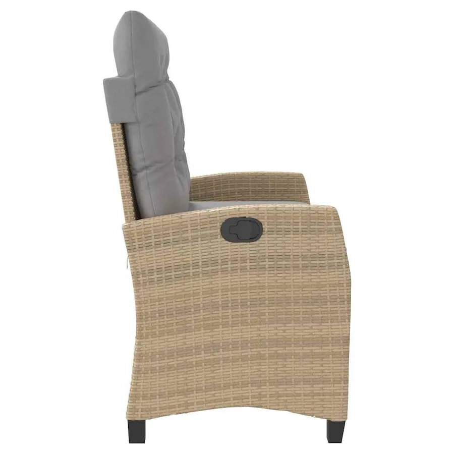 Banc inclinable de jardin avec coussins beige résine tressée - 4