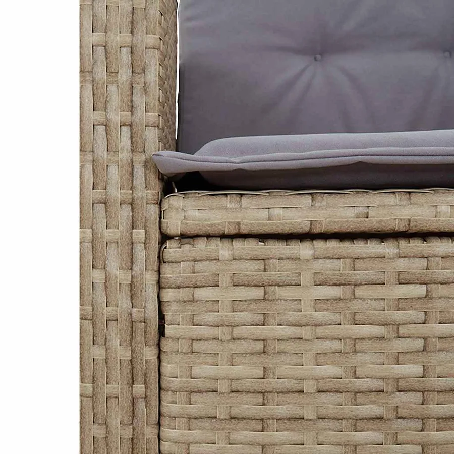 Banc inclinable de jardin avec coussins beige résine tressée - 7