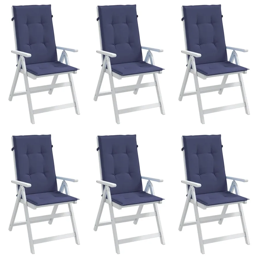 Coussins de chaise à dossier haut lot de 6 bleu marine tissu - 5