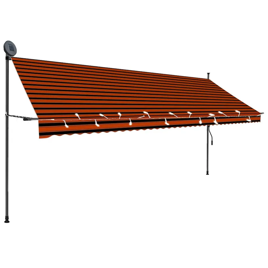 Auvent manuel rétractable avec LED 400 cm Orange et marron - 2