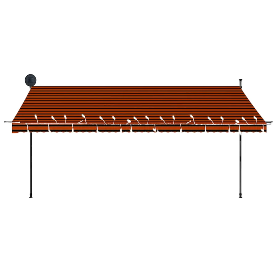 Auvent manuel rétractable avec LED 400 cm Orange et marron - 5