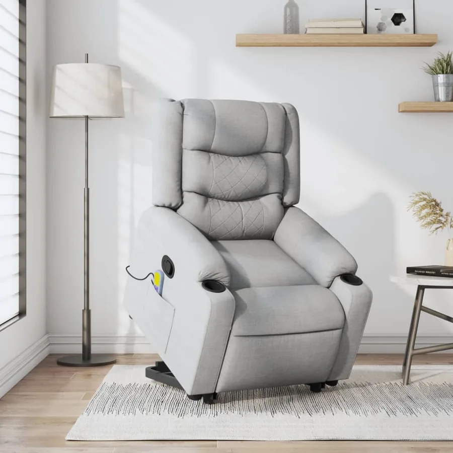 Fauteuil de massage inclinable Gris clair Tissu - 15