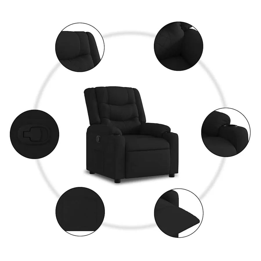 Fauteuil inclinable Noir Tissu - 5