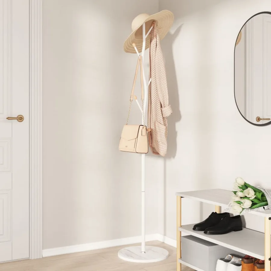 Porte-manteau blanc 177 cm fer enduit de poudre - 3