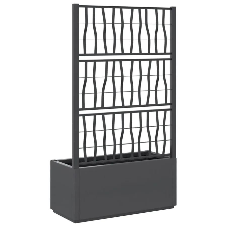 Jardinière avec treillis gris foncé 80x36x140 cm PP - 5
