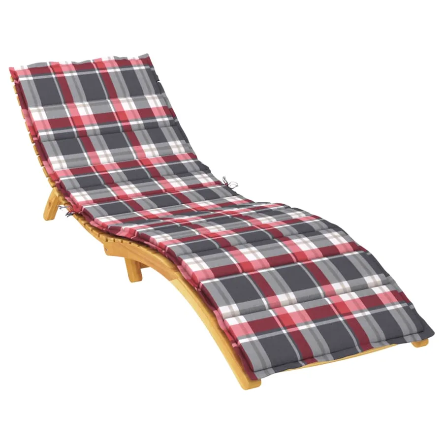 Coussin de chaise longue à carreaux rouge 200x60x3 cm - 3