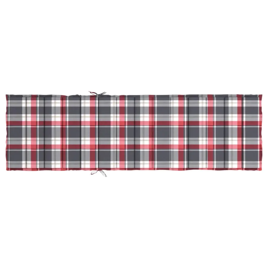 Coussin de chaise longue à carreaux rouge 200x60x3 cm - 5