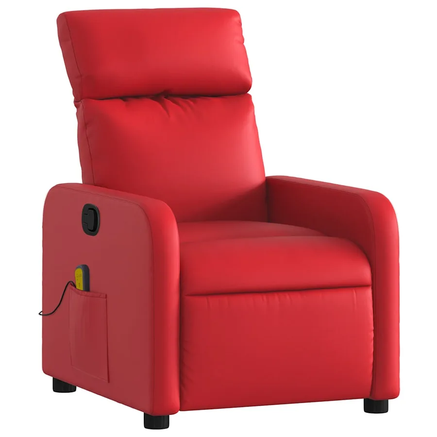 Fauteuil de massage inclinable rouge similicuir - 3