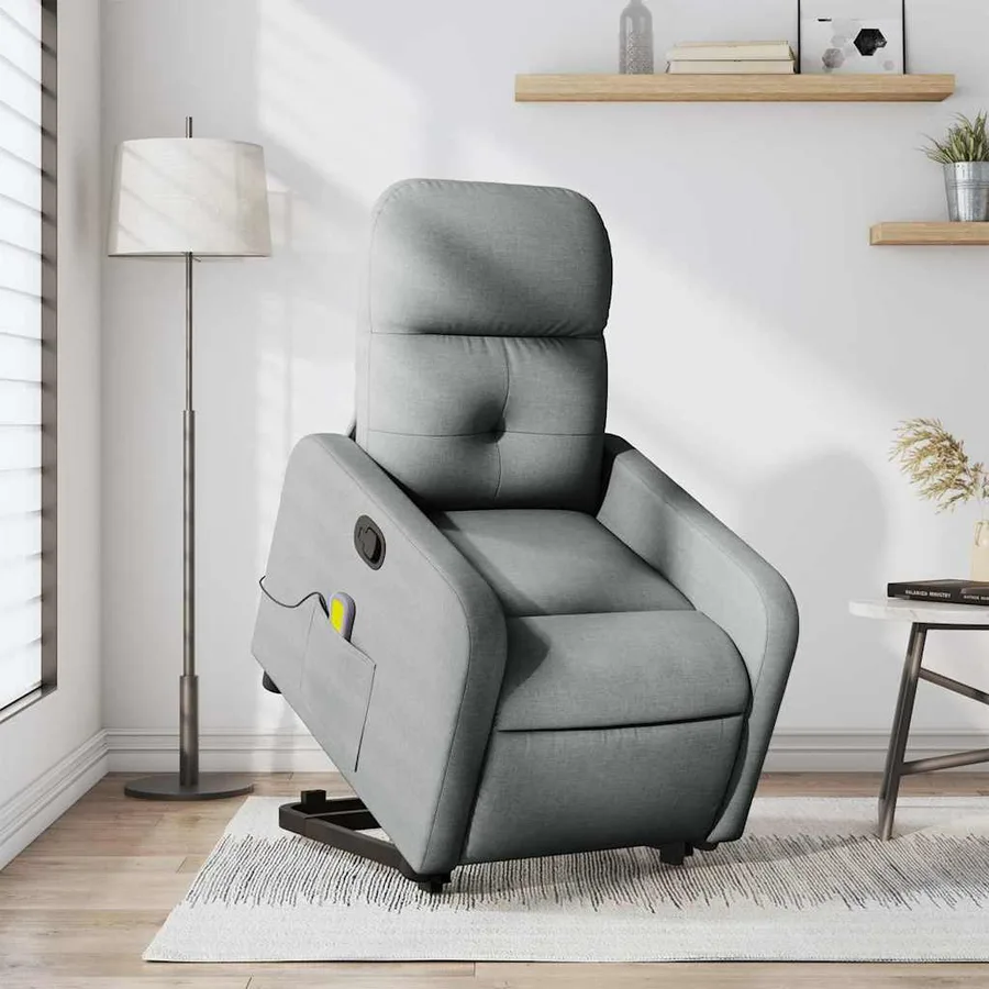 Fauteuil de massage inclinable Gris clair Tissu - 16