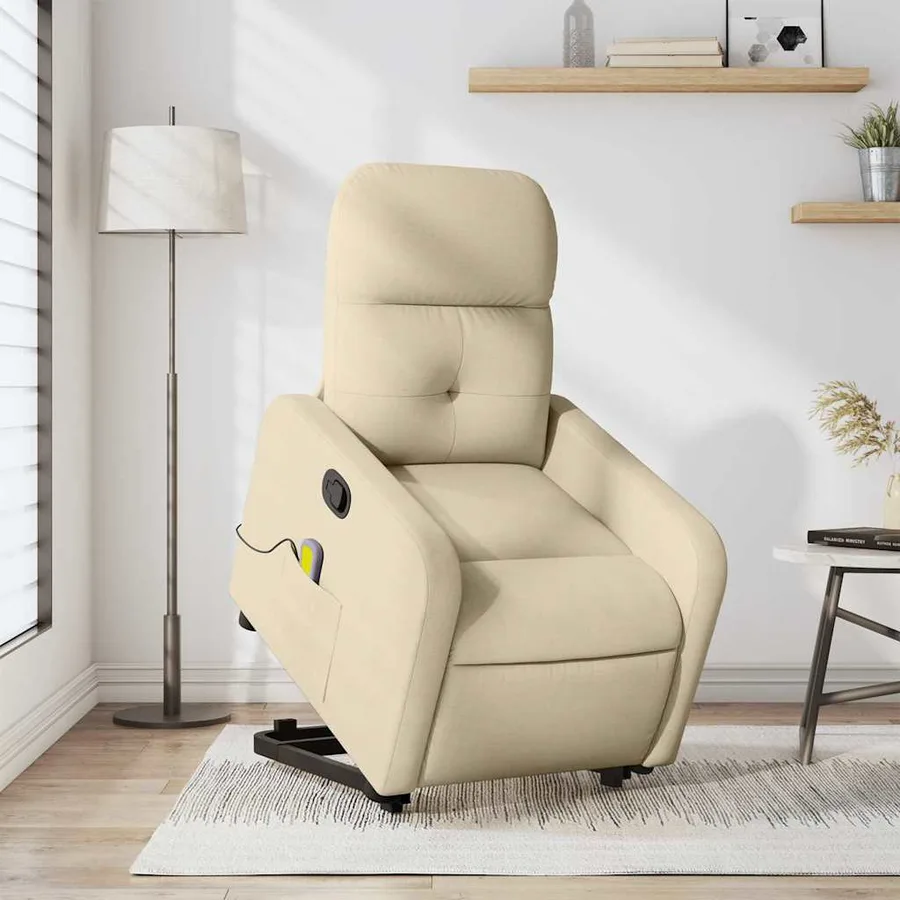 Fauteuil inclinable de massage Crème Tissu - 16