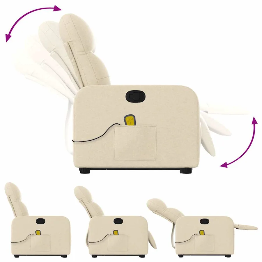 Fauteuil inclinable de massage Crème Tissu - 7