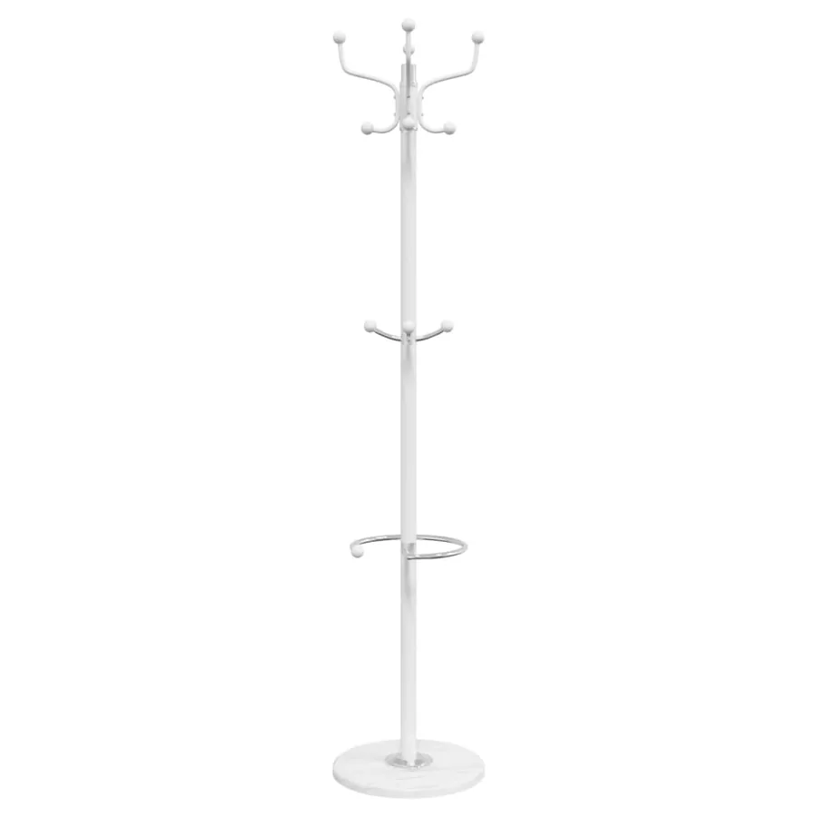 Porte-manteau avec porte-parapluie blanc fer enduit de poudre - 4