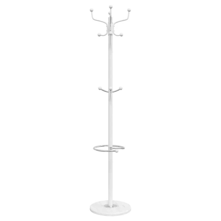 Porte-manteau avec porte-parapluie blanc fer enduit de poudre - 5