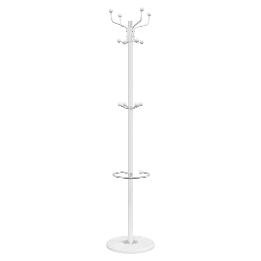 Porte-manteau avec porte-parapluie blanc fer enduit de poudre - 6