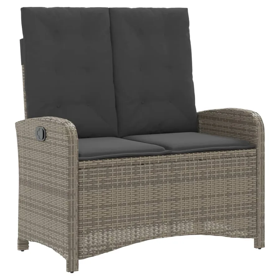 Banc inclinable de jardin avec coussins gris résine tressée - 2
