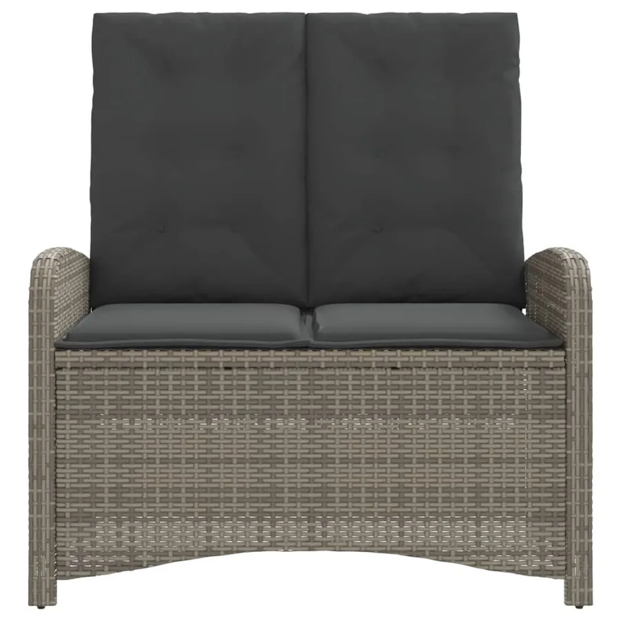 Banc inclinable de jardin avec coussins gris résine tressée - 3