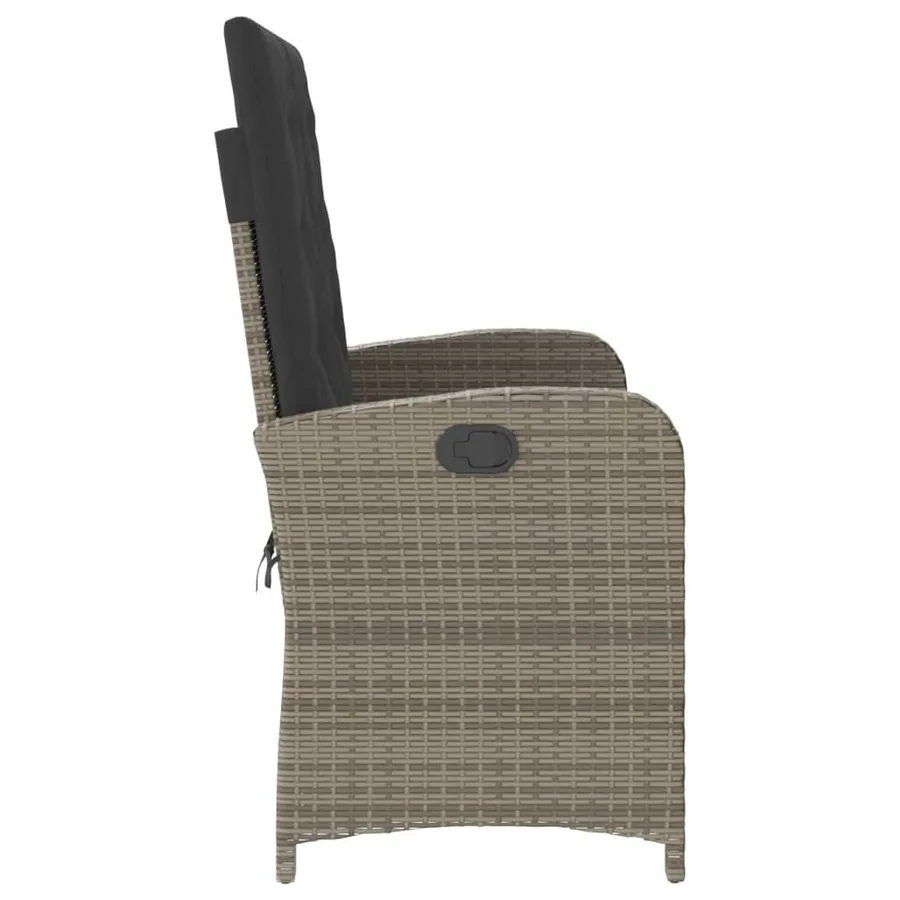 Banc inclinable de jardin avec coussins gris résine tressée - 4