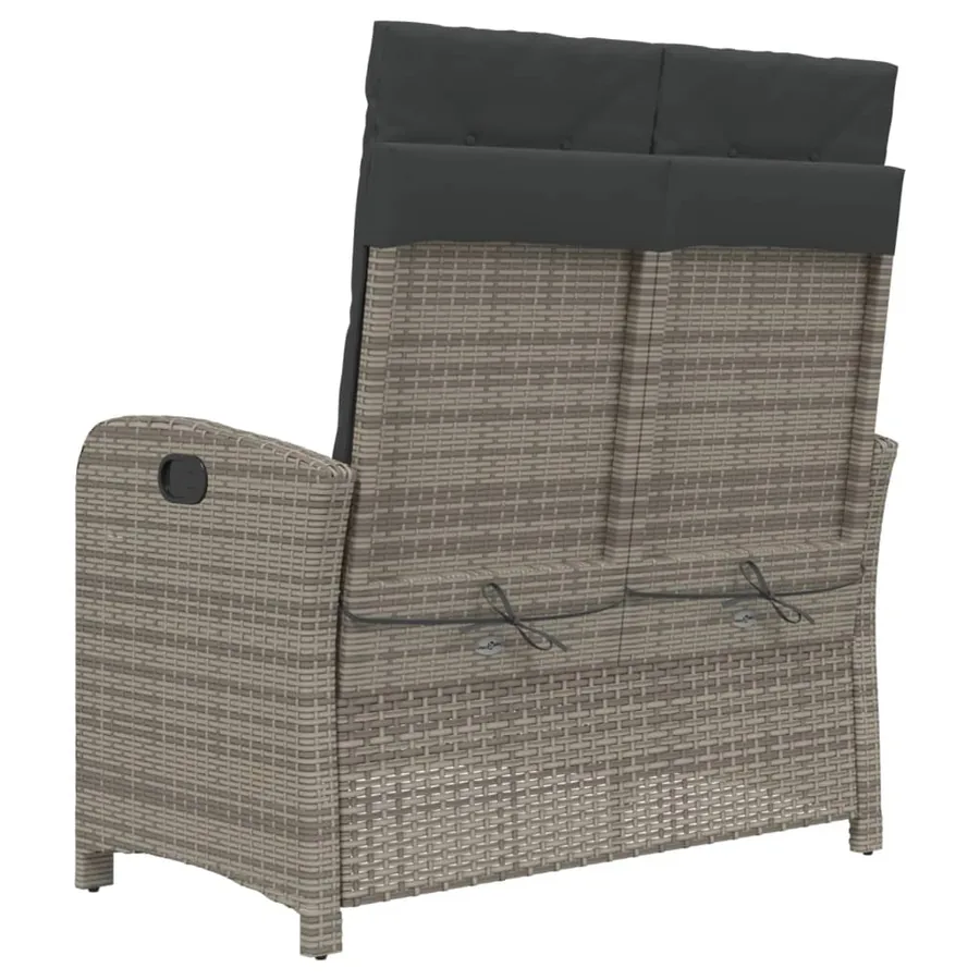 Banc inclinable de jardin avec coussins gris résine tressée - 5