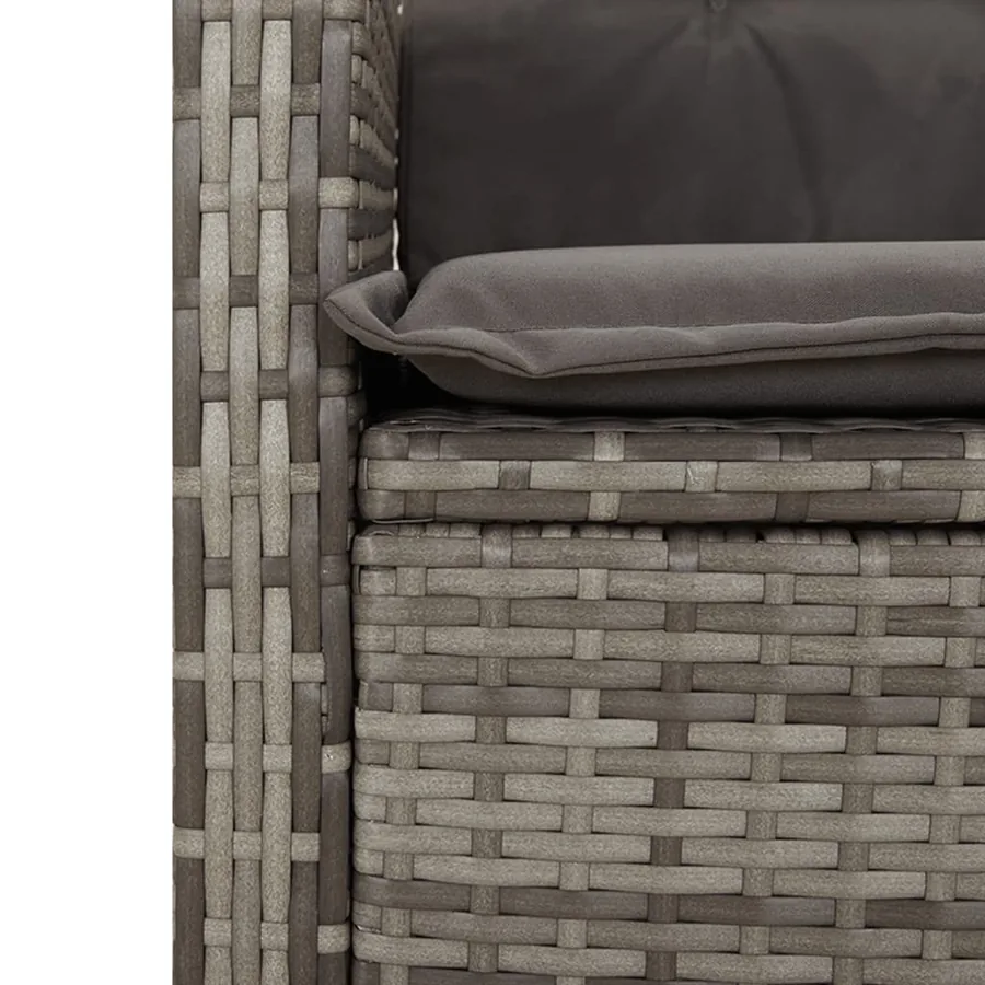 Banc inclinable de jardin avec coussins gris résine tressée - 7