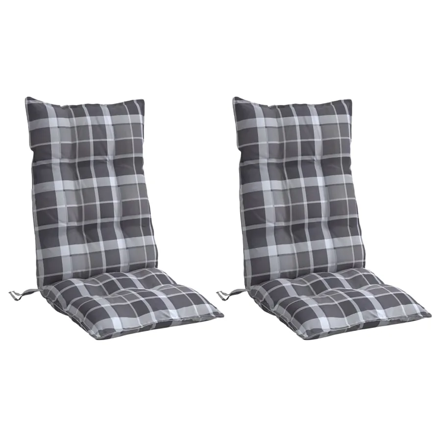 Coussins de chaise à dossier haut lot de 2 motif carreaux gris - 3
