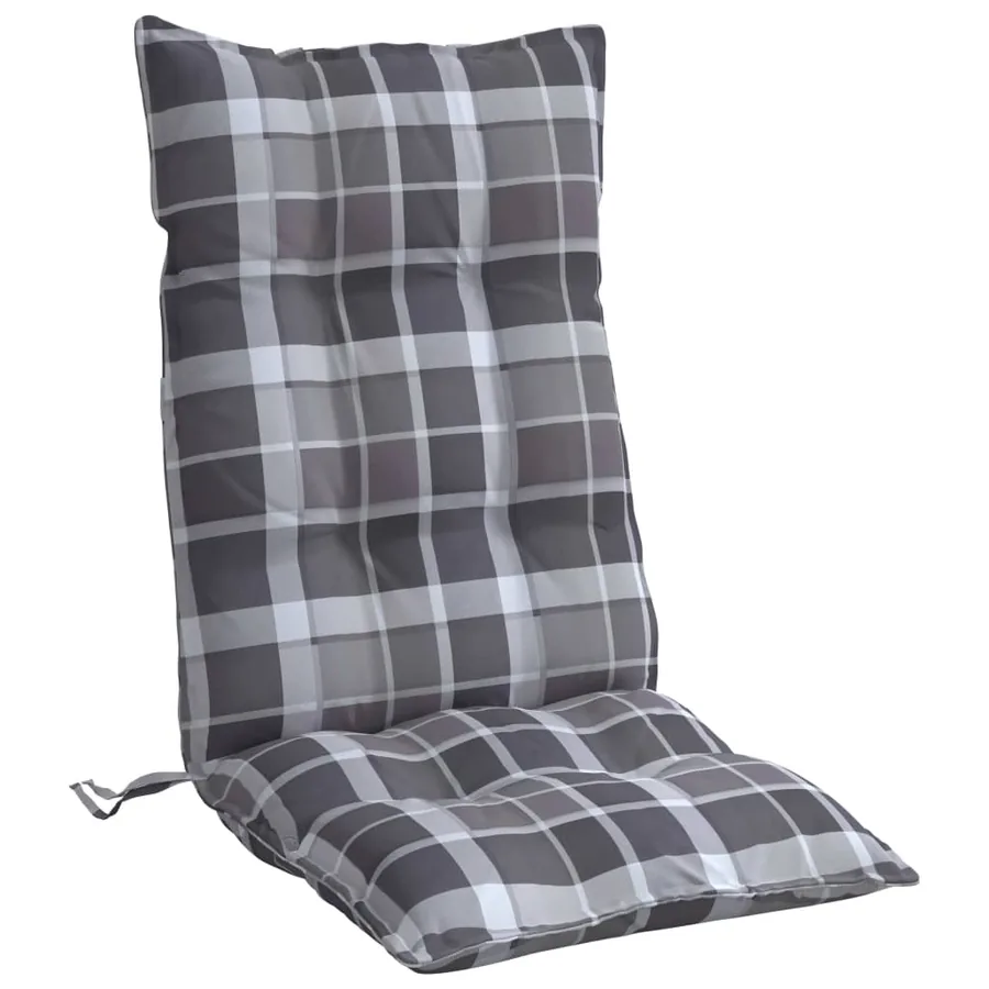 Coussins de chaise à dossier haut lot de 2 motif carreaux gris - 5