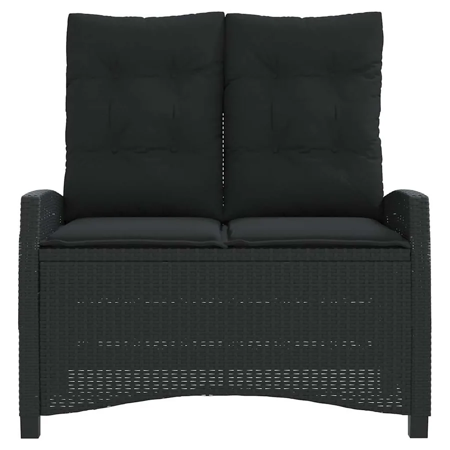 Banc inclinable de jardin avec coussins noir résine tressée - 3