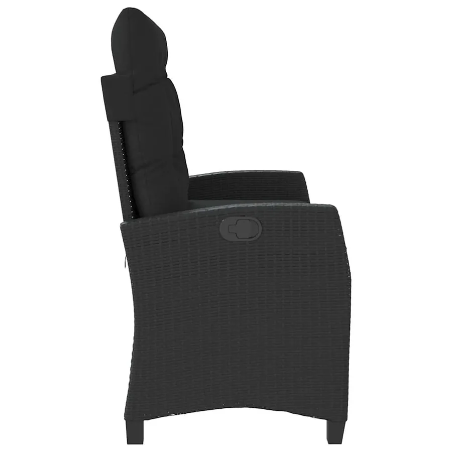 Banc inclinable de jardin avec coussins noir résine tressée - 4