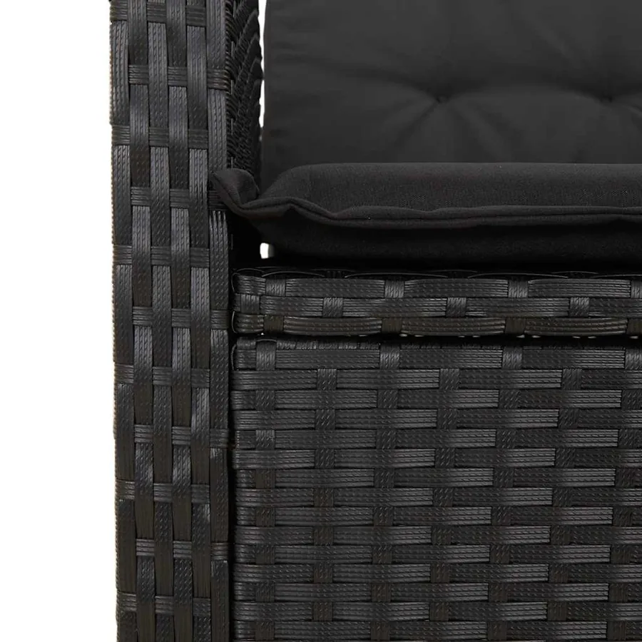 Banc inclinable de jardin avec coussins noir résine tressée - 7