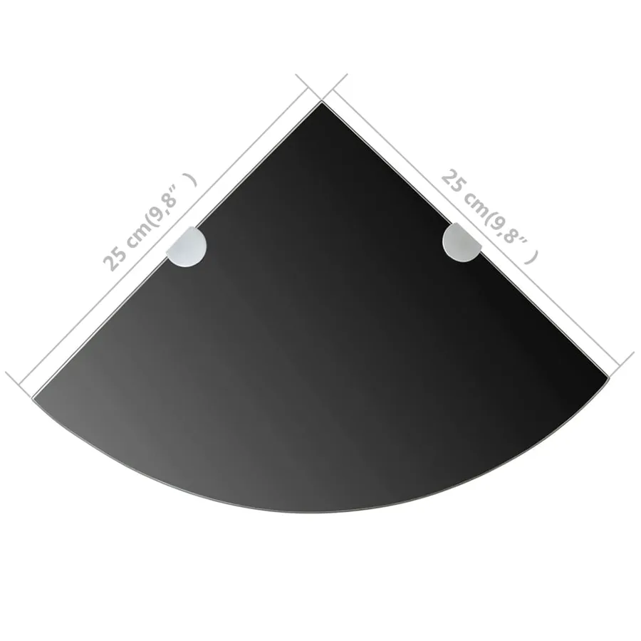 Étagère de coin avec supports chromés Verre Noir 25 x 25 cm - 6