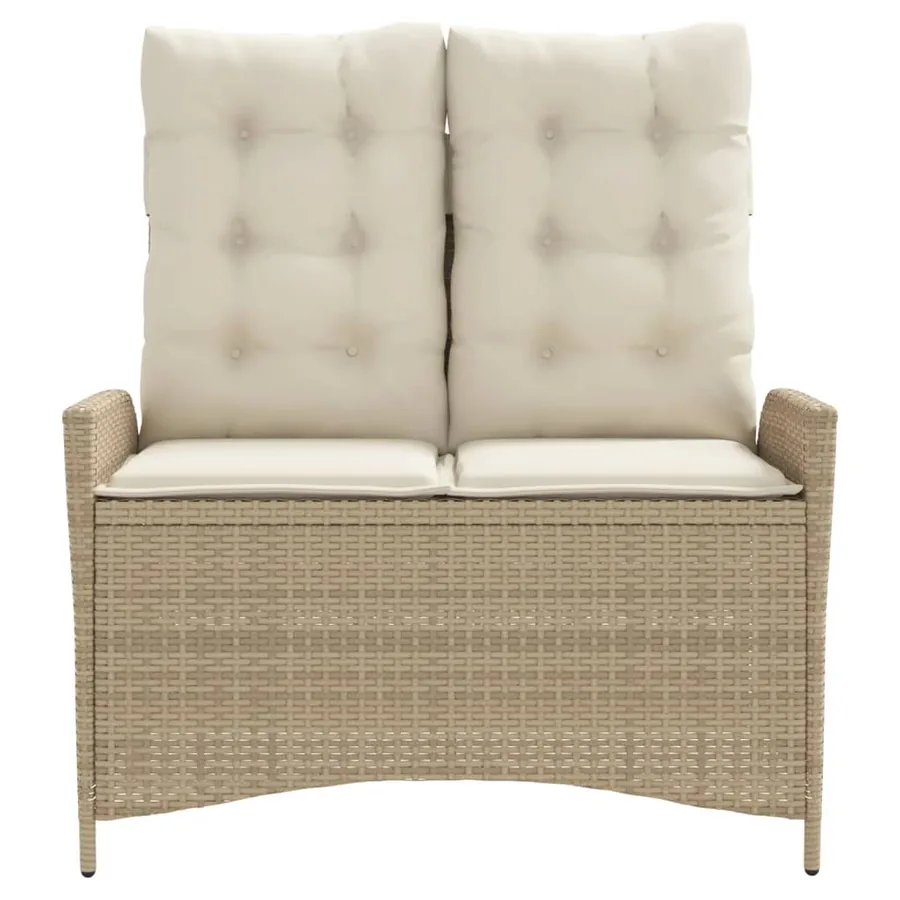 Banc inclinable de jardin avec coussins beige résine tressée - 3
