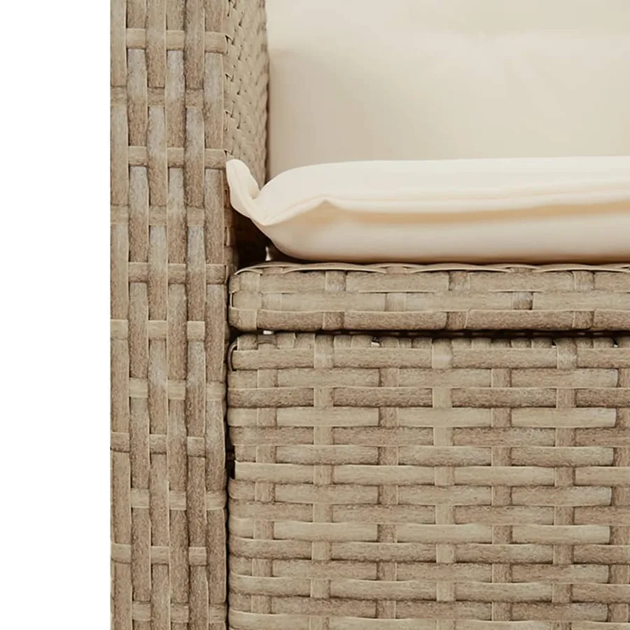 Banc inclinable de jardin avec coussins beige résine tressée - 7