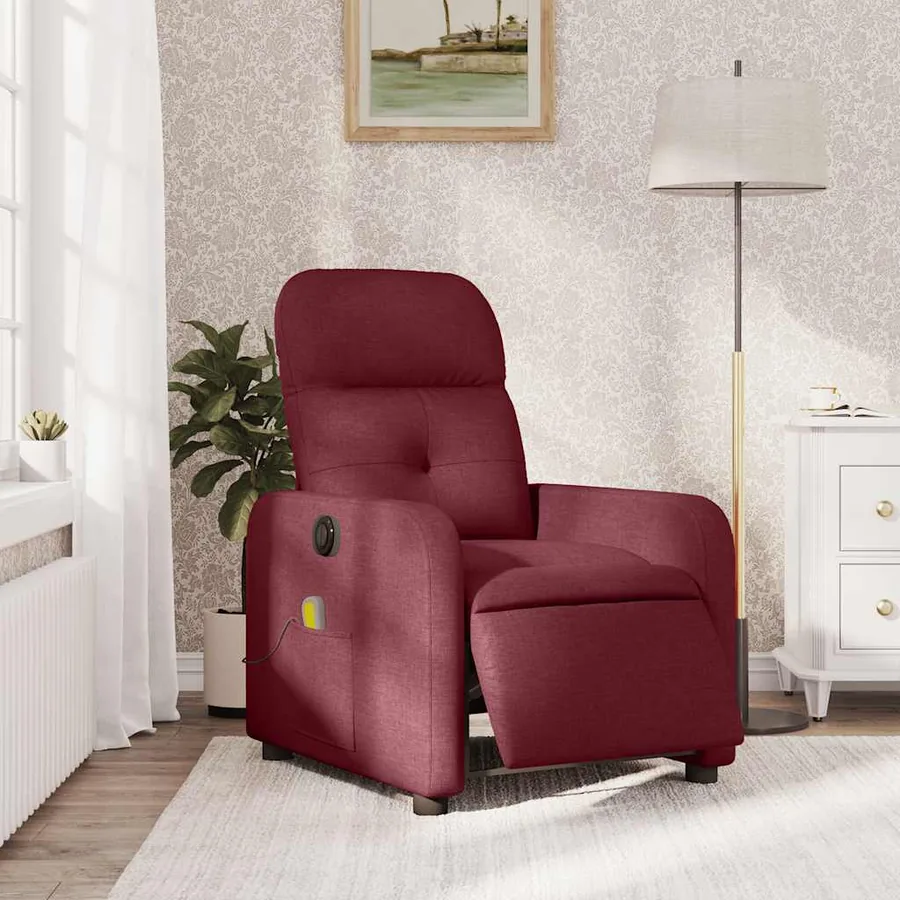 Fauteuil de massage inclinable électrique Rouge bordeaux Tissu - 16