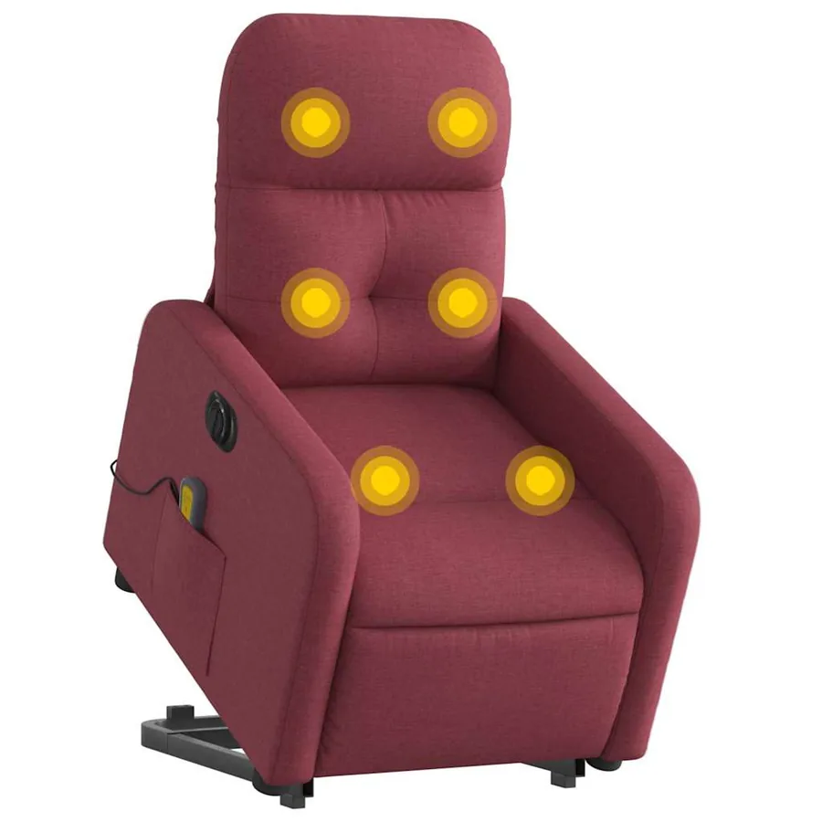 Fauteuil inclinable de massage électrique Rouge bordeaux Tissu - 3