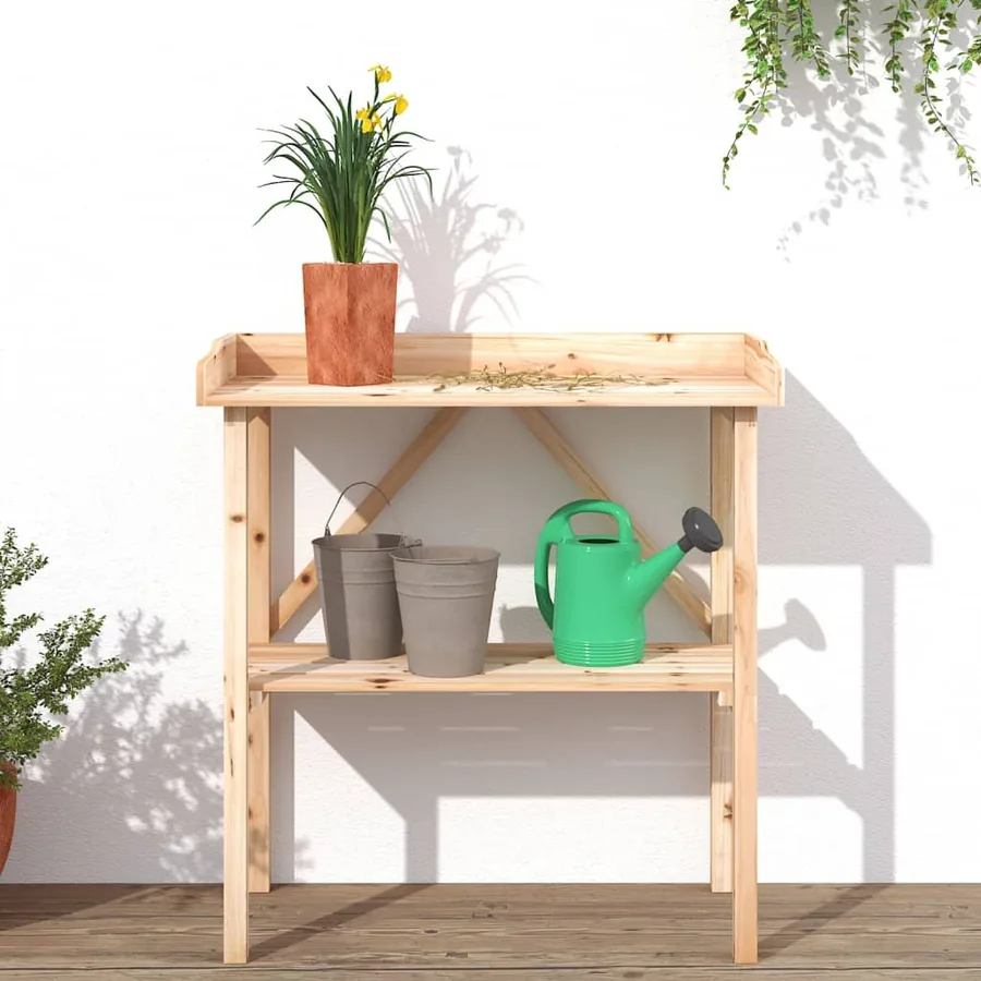 Table à plantes avec étagère 78x38x82,5 cm bois de sapin solide - 3