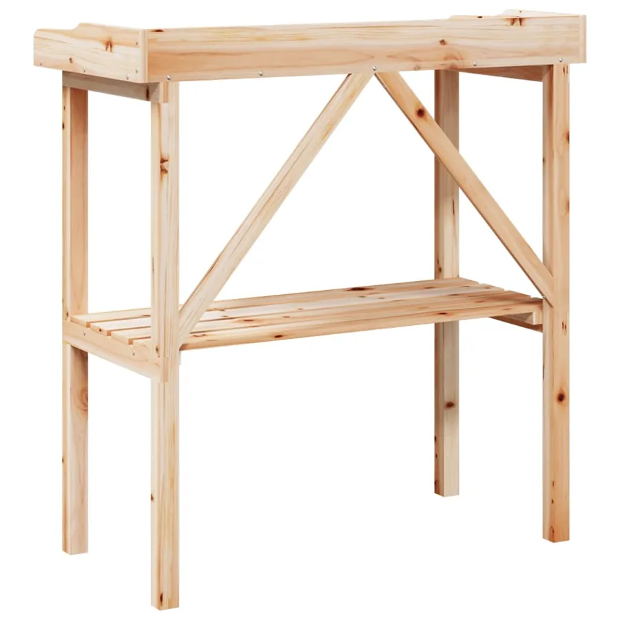 Table à plantes avec étagère 78x38x82,5 cm bois de sapin solide - 6