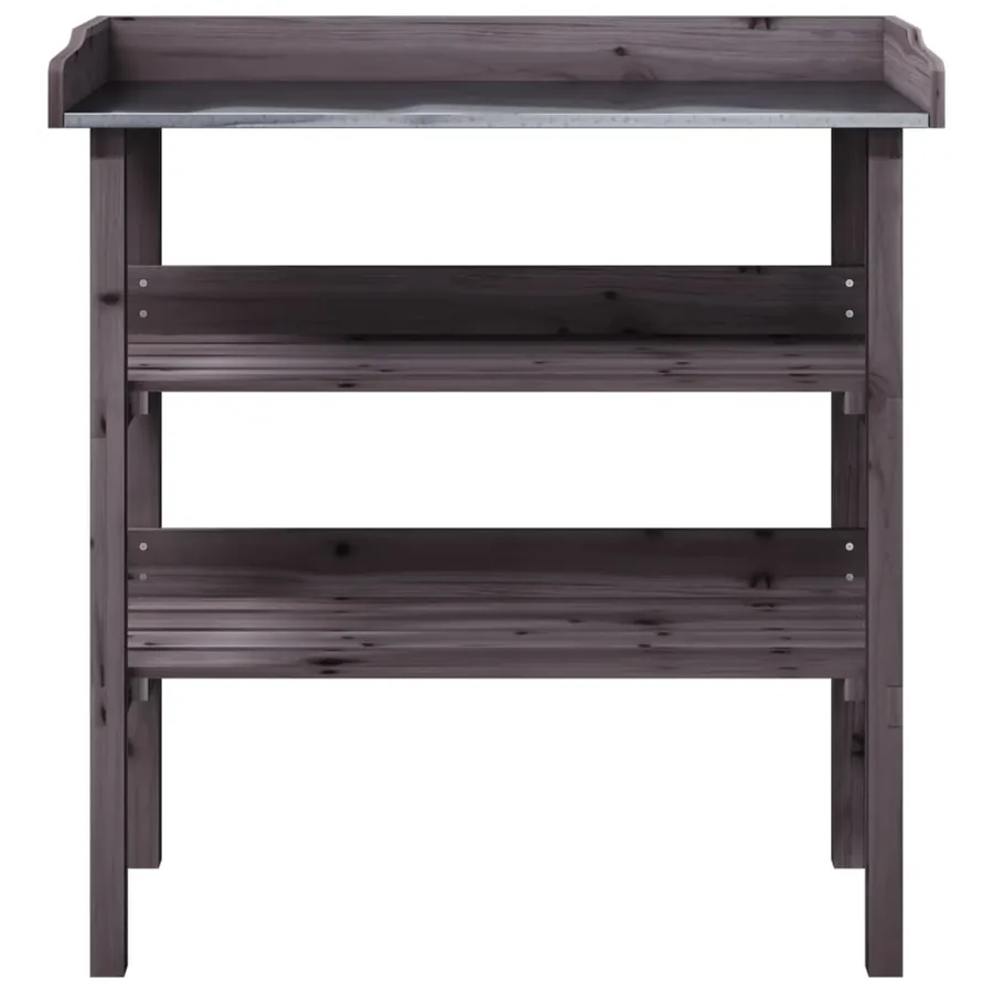 Table à plantes avec étagères gris 78x38x82,5 cm bois de sapin - 4