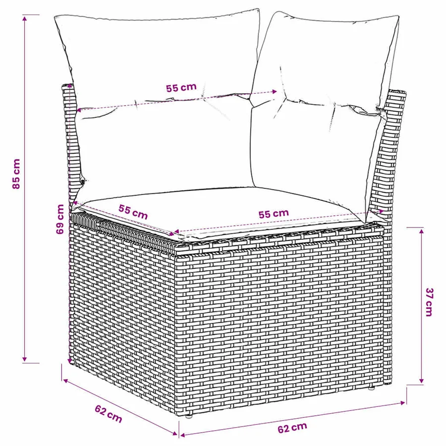 Canapé d'angle de jardin avec coussins beige résine tressée - 10