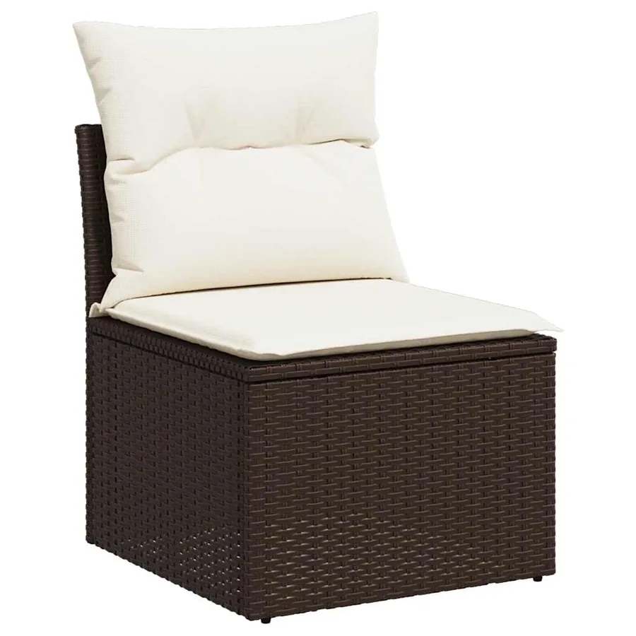 Canapé de jardin sans accoudoirs coussins brun résine tressée - 2