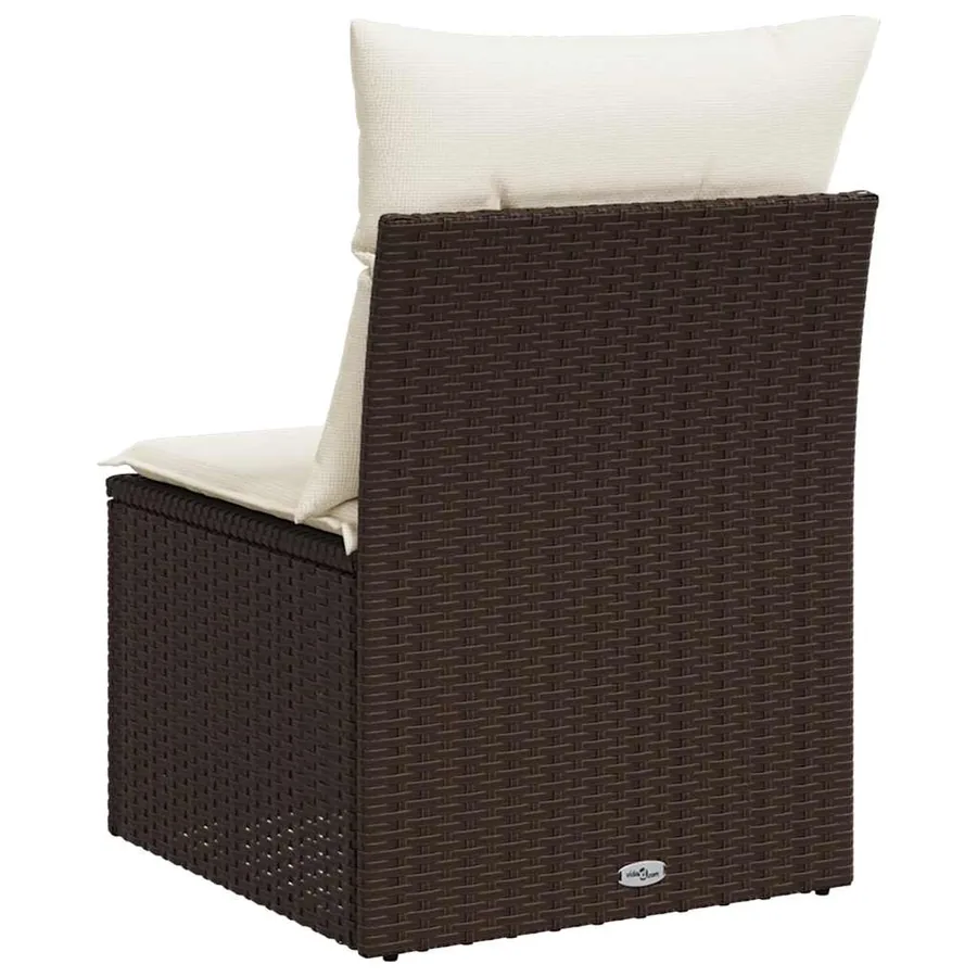 Canapé de jardin sans accoudoirs coussins brun résine tressée - 6