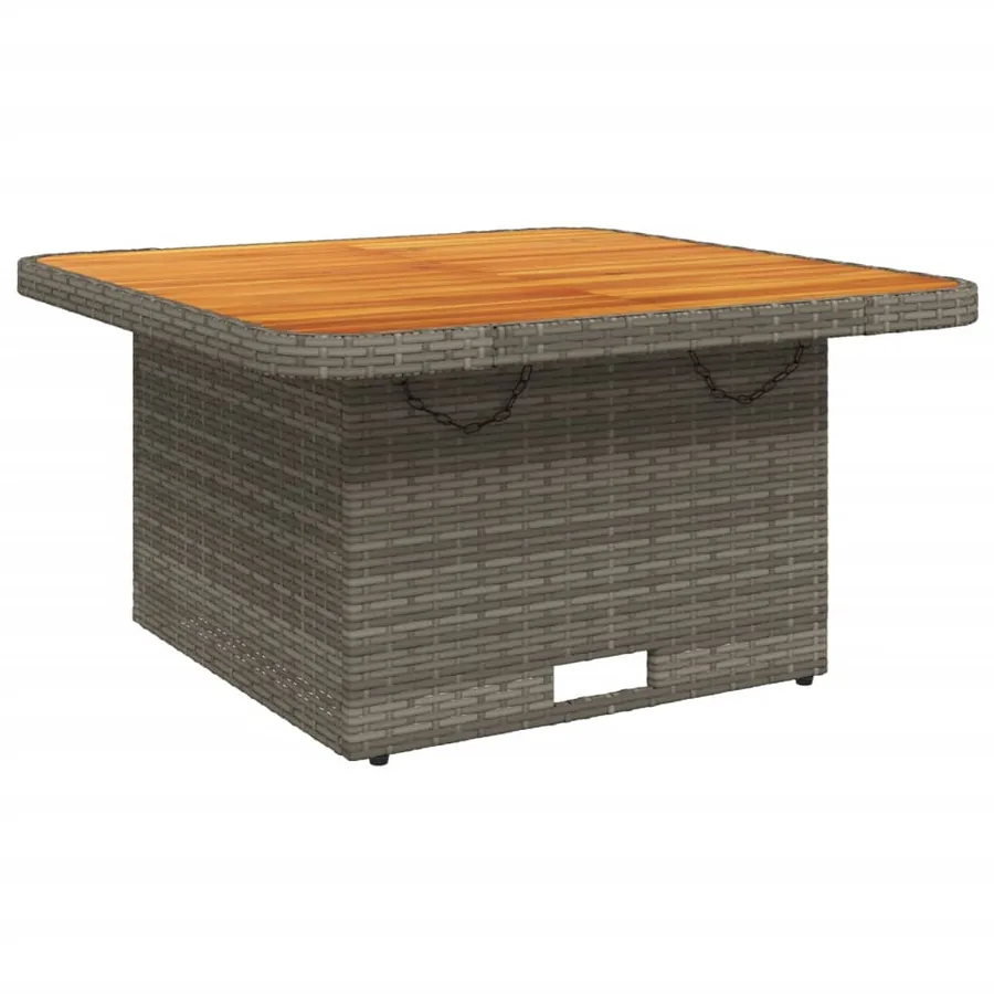 Table de jardin gris 80x80x71 cm résine tressée et bois acacia - 2