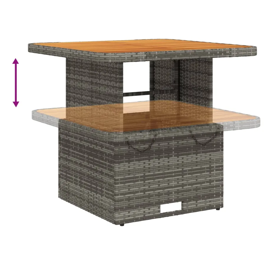 Table de jardin gris 80x80x71 cm résine tressée et bois acacia - 4