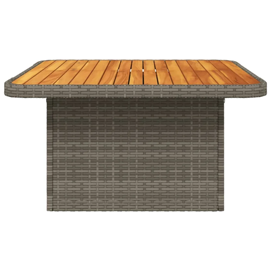 Table de jardin gris 80x80x71 cm résine tressée et bois acacia - 6